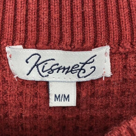 Bootlegger Kismet color block red/gray waffle knit circle hem crew neck size M - Picture 3 of 11